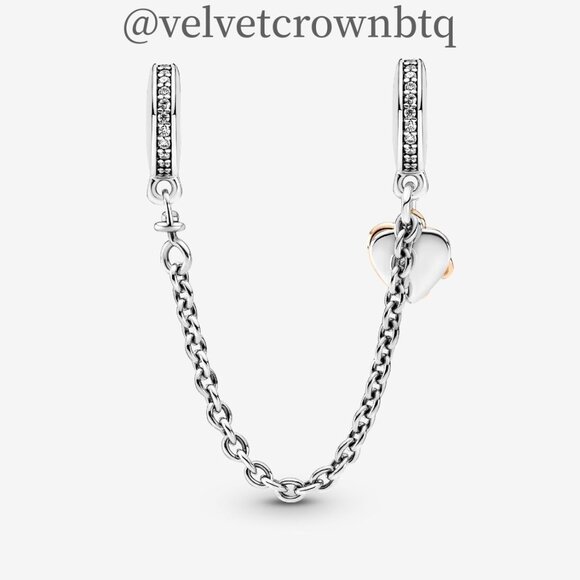 Pandora Family Heart Safety Chain Charm - Picture 2 of 3